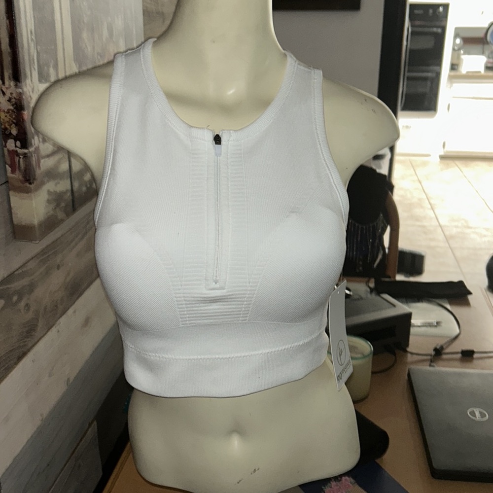 NWT Sports White Top with zipper - small size